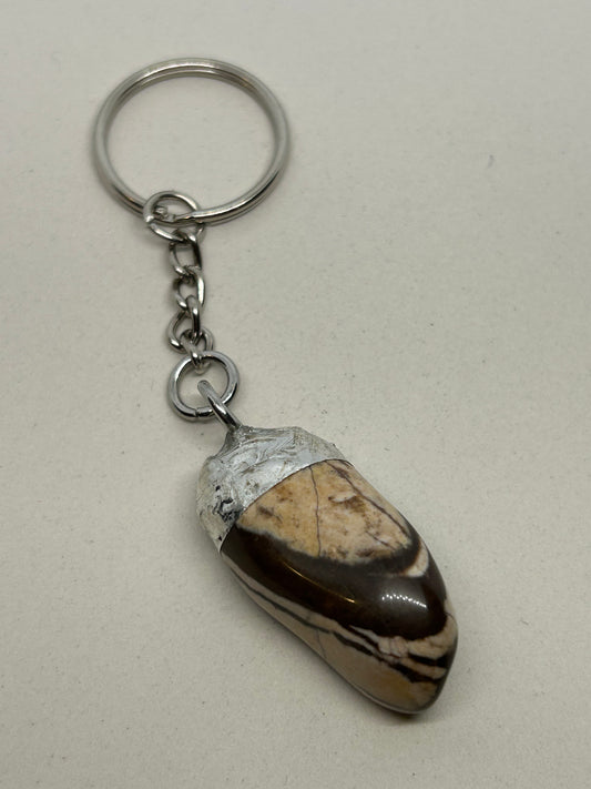Zebra Marble  Stainless Steel Keychain