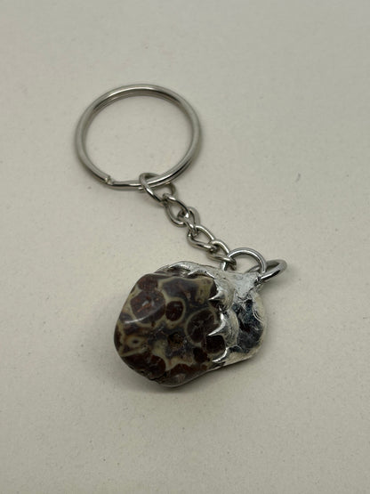Turritella Agate Spiky  Stainless Steel Keychain