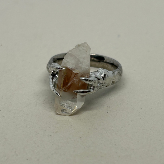 Raw Quartz Stainless Steel Soft Soldered Ring